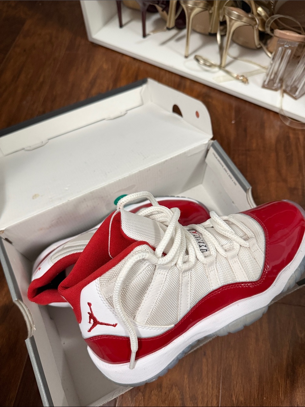 Jordan Kids White and Red Retro Sneakers